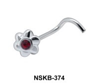 Stony Flower Silver Curved Nose Stud NSKB-374